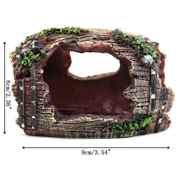 

decorations 1pcs fish tank resin artificial barrel decoration aquarium rock shelter cave landscaping ornament for shrimp 2 color random