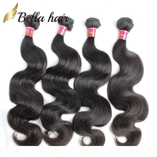 

peruvian human virgin hair bundles body wave wavy hair extension full bundles 100% unprocessed human hair weft 8"-30" 4pcs bellaha, Black