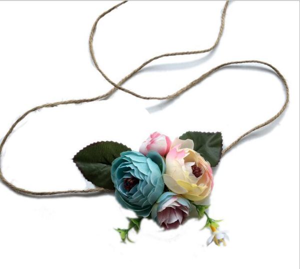 

2018 newborn pgraphy props baby headwear flower hemp rope hair accessory lovely pgraphy props wmtyxn, Slivery;white