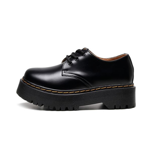 

retro leather women's shoes spring autumn british student bottom work goth shoes women the first layer of genuine leather-41 lj200824, Black