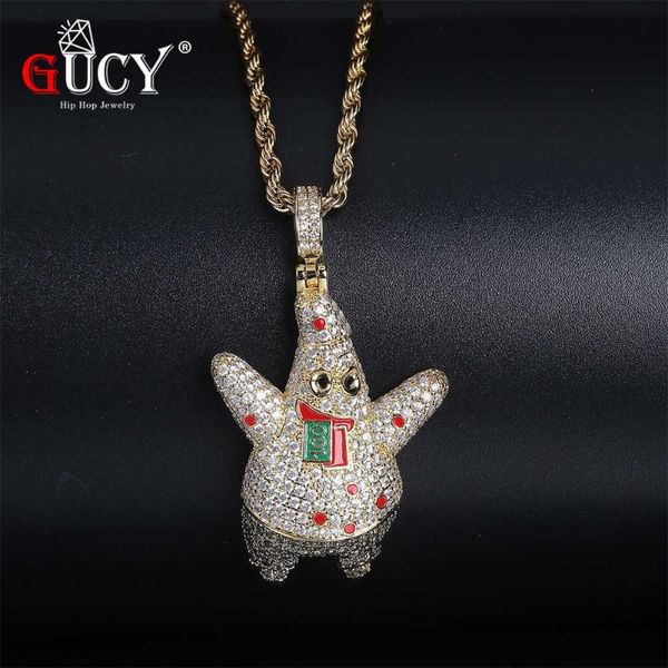 

pendant necklaces gucy cz necklace cubic zirconia men's hip hop rock jewelry bling pendants with tennis chain gifts, Silver