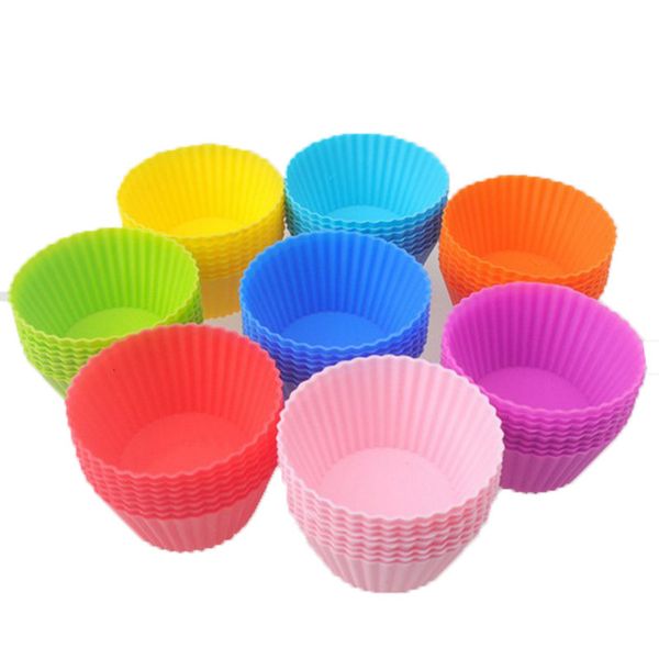 

silicone muffin cupcake moulds cake round 7cm shape bakeware maker mold colorful tray baking cup liner molds 9 colors