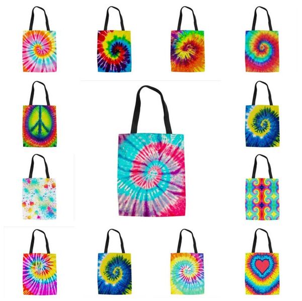 

women 3d tie dye color handbag totes canvas bags purse rainbow cactus storage bag ladies shopping bags large capacity shoulder bag e120802, Black
