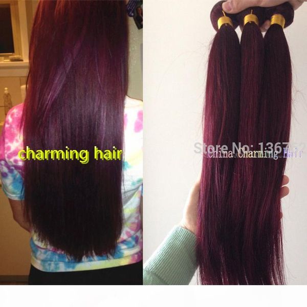 

burgundy brazilian hair weave bundles grade 7a brazilian virgin hair straight 3pcs lot tangle remy human hair 99j straight, Black