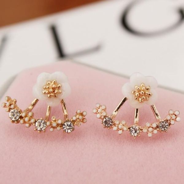 

sumeng 2018 fashion jewelry cute cherry blossoms flower stud earrings for women several peach blossoms earrings wmtxiz, Golden;silver