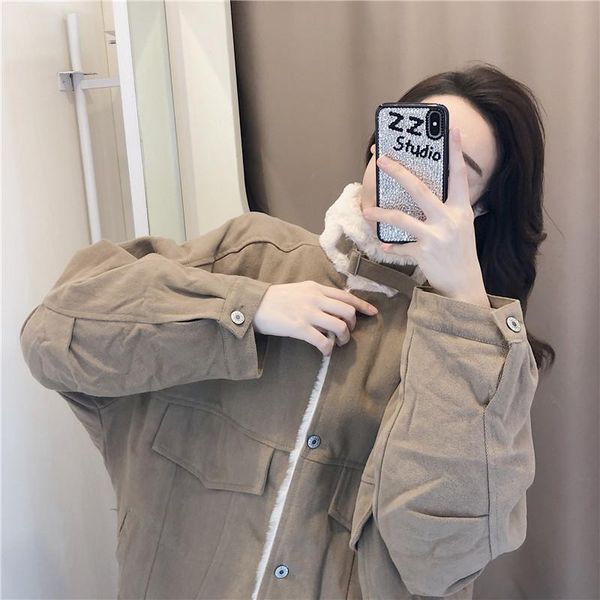 

lanlin 2020 new plush jacket jacket for women's autumn and winter, White;black