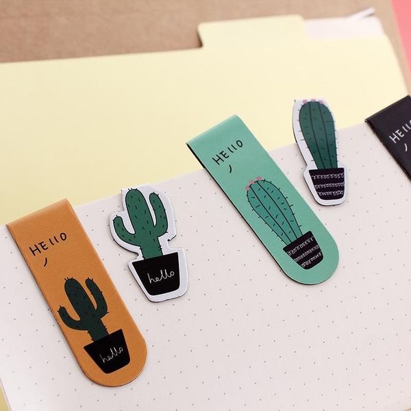 

2 pcs pack creative lovely cactus potted magnet bookmark paper clip school office supply escolar papelaria gift stationery h wmttyv