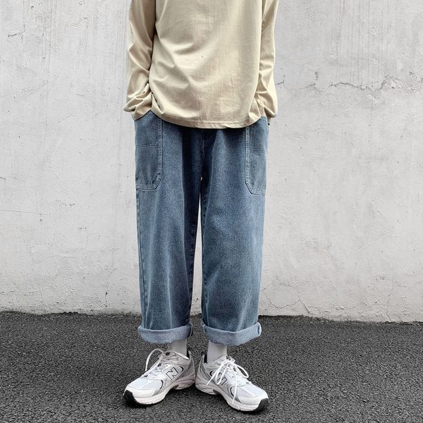 

2021 new men's brim pants spring and winter fresh patched pocket tools nine stitches -5xl slacks male clothes b07q, Blue