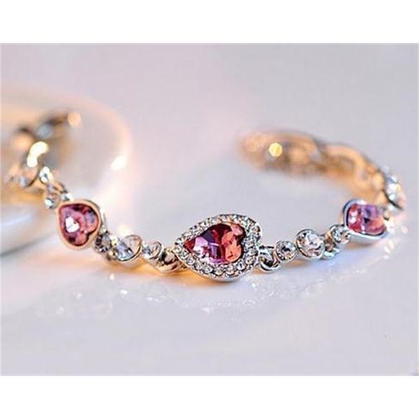 

love crystal fashion ocean heart sell bracelet dx1042, Golden;silver