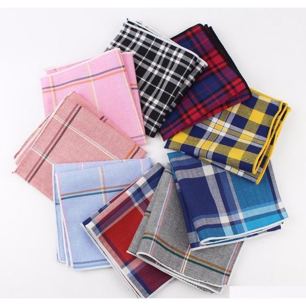 

100% cotton handkerchief scarves vintage hankies men pocket square handkerchiefs striped solid snot rag 22*22 cm vid3w, White