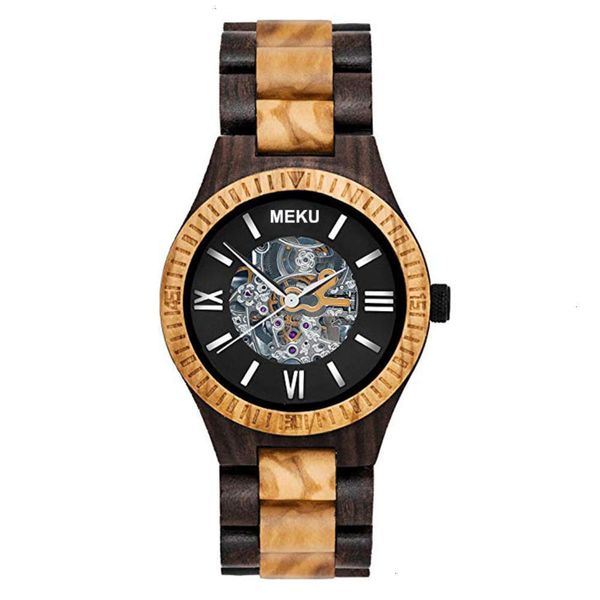 

environmental mechanical fashion business grade high men's protection wood quartz gift watch 20212dym, Slivery;brown