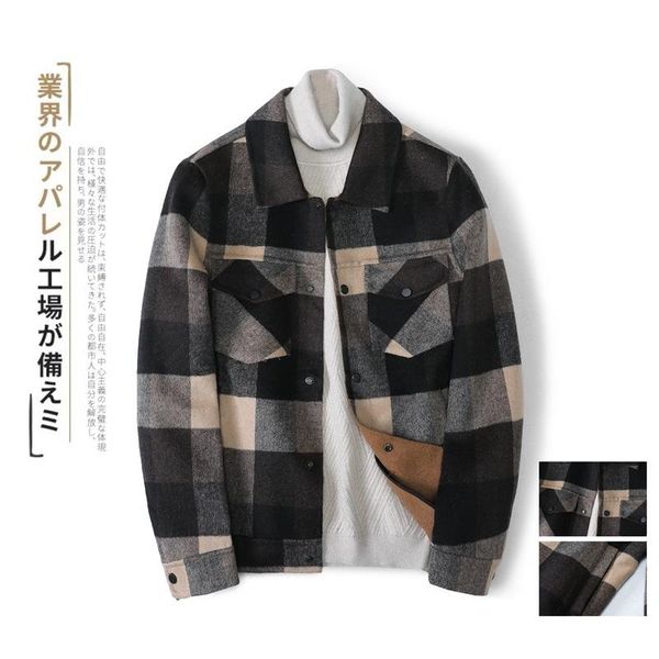 

men's wool & blends vogue of fund 2021 autumn winters, double jacket brief paragraph coat woollen cashmere, Black