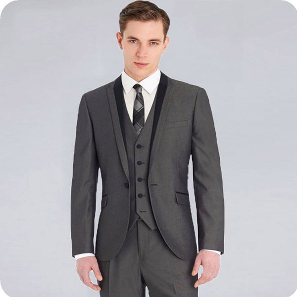 

grey black men suits for wedding suits slim fit formal groom wear custom made tuxedos business man jacket blazers terno masculino prom, Black;gray