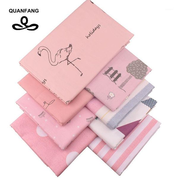 

quanfang8pcs/lot cartoon pink series printed twill cotton fabric for patchwork cloth diy sewing quilting material baby children1, Black;white