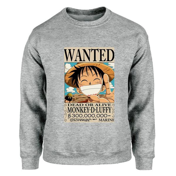 

one piece sweatshirts men reward luffy sanji crewneck sweatshirt the pirate king hoodies japanese anime streetwear sportswear, Black