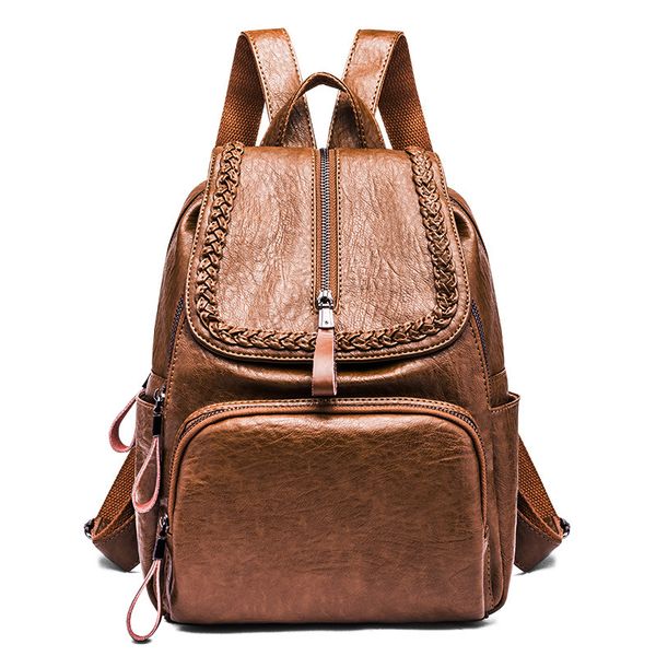 

vintage style women backpack genuine school bags for girls female leather travel c498