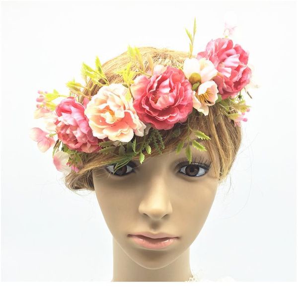 

women girl flower headband wreath kids party floral garlands adjustable festival flower crown women wedding hair acc qylcyz