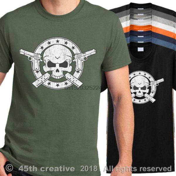 

1911 pistol t-shirt - 1911 hand gun skull shirt .45 acp crossbones tee shirt, White;black