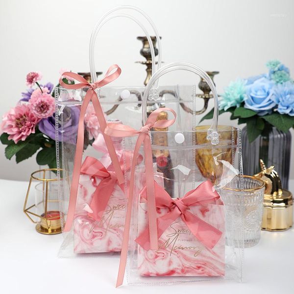 

gift wrap 1pcs/lot wedding anniversary party 19.5x14x6.5cm pvc bag birthday candy for gifts1