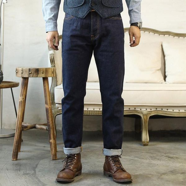 

read description indigo selvage washed denim slim fitting pants sanforized jean kg-1116, Blue