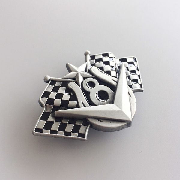 

flag new vintage checkered men vehicle v8 engine motorcycle biker rider belt buckle buckle-cs026, Slivery;black