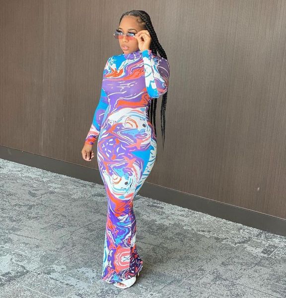 

casual dresses dpsde 2021 spring women street girl style long sleeve round neck printed ankle-length, Black;gray