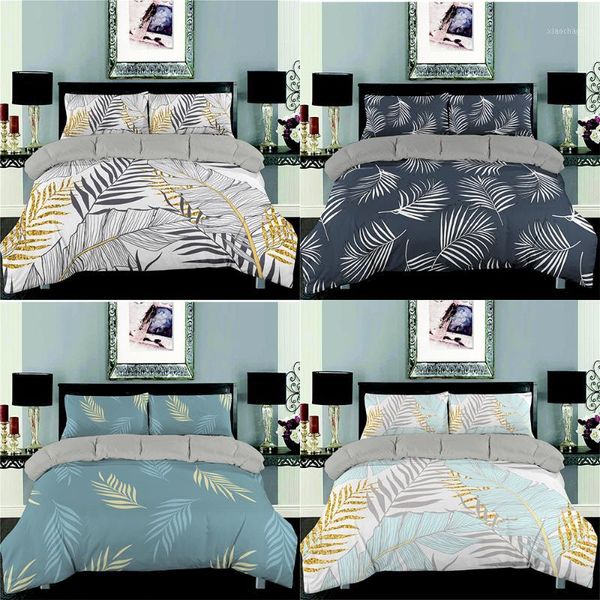 

bedding sets homesky tropical plant set leaves print duvet cover comforter with pillowcases king  quilt cover1