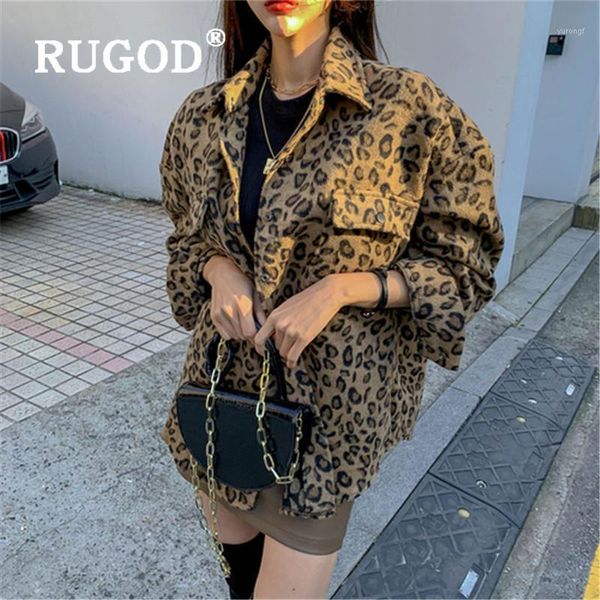 

rugod chic vintage leopard jacket plus size winter coat women winter for woman clothes 2020 elegant fashion1, Black;brown