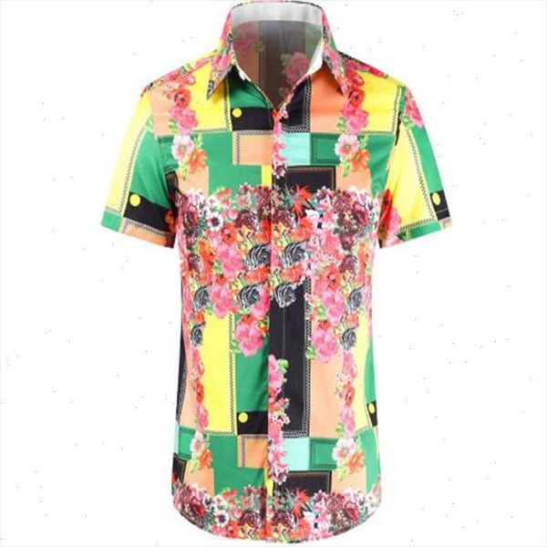 

new summer new personality print short sleeve shirt casual fashion mens shirt a print shirt drop shipping, White;black