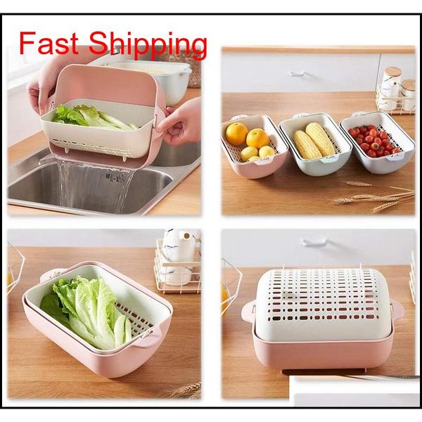 

multifunction kitchen strainer,double layer draining basket bowl kitchen washing strainer for fruits vegetables qylgrk mj_bag