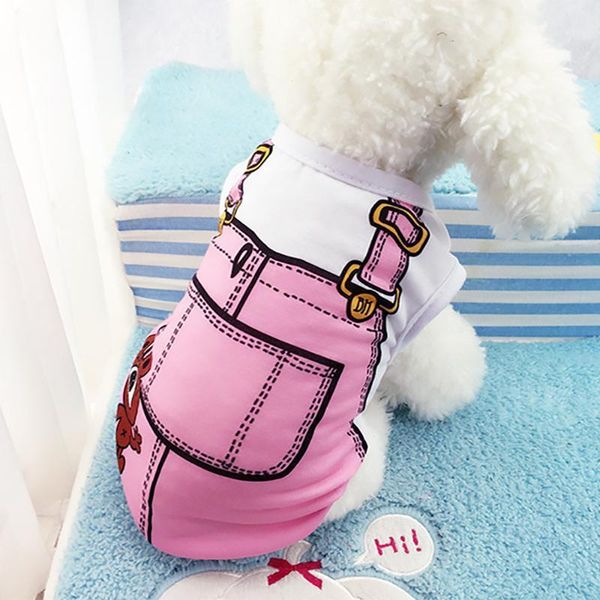 

2020 new summer pet dog clothes puppy dog cat vest shirt fake strap #tj011