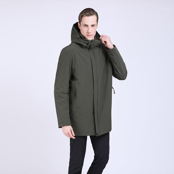 

2019 men spring jacket padded jacket trench coat windbreaker hooded men casual padded coat fashion long parka1, Black
