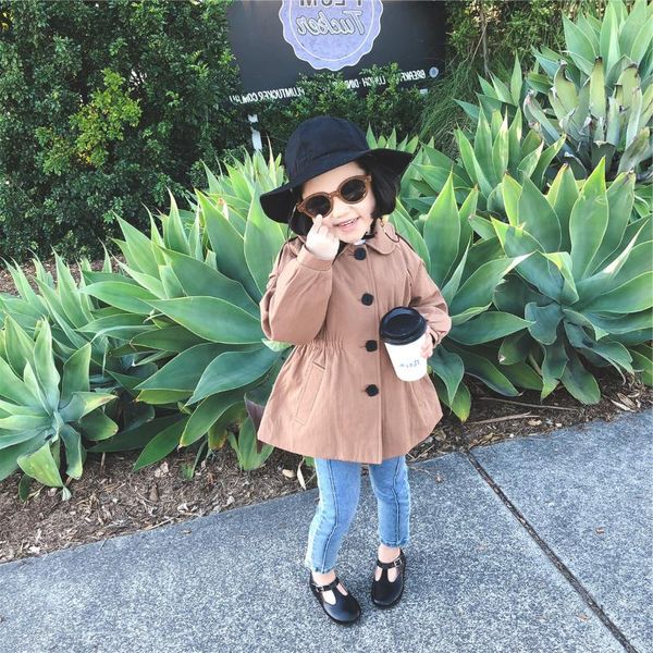 

2 3 4 5 6 years toddler girls windbreaker korean fashion casual autumn girls trench coat single-breasted kids clothing outwear, Blue;gray