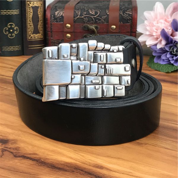 

metal belt buckles for men of luxury. tape genuine man's leather. cowboy's waistband jeans. v7i0, Black;brown