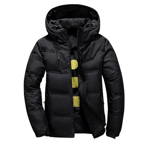 Aksr homens inverno para baixo jaqueta casaco branco pato descendo jaquetas com um capô espesso térmico quente outwear jaqueta inchado doudoune homme 201223