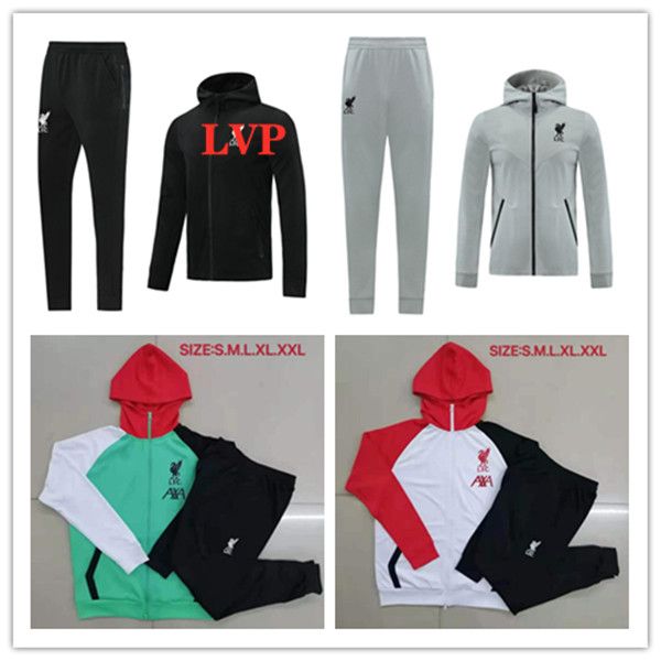 

2020 2021 tracksuit soccer set full zipper survetement football jacket 2020/21 maillot de football lvp survetement tracksuit, Black