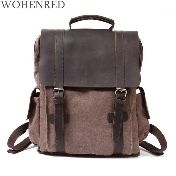

backpack vintge england style canvas men leather large capacity lapfor teenage male bagpack computer knapsack bags1