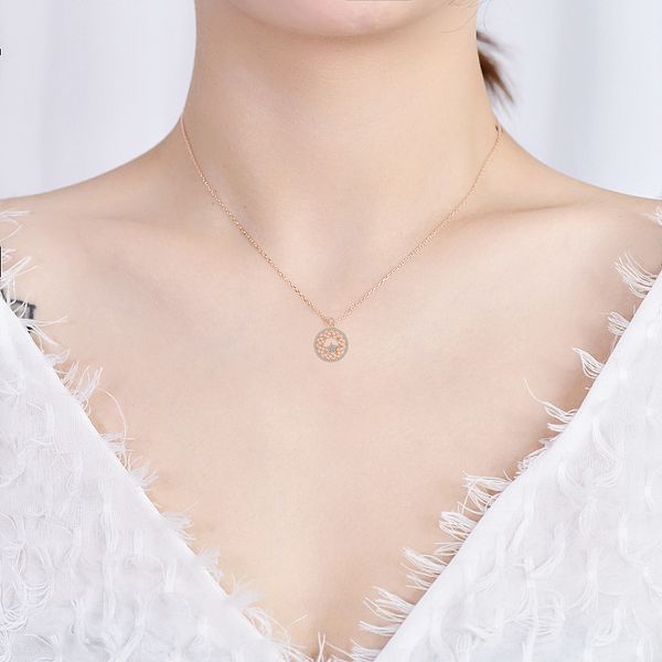 

light luxury chomel grid xingx s925 necklace japanese and korean special-interest design clavicle chain jewelry one piece dropshipping fashi, Silver