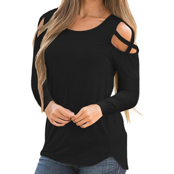 

blouse women strappy cold shoulder solid shirt blouses christmas clothes blusas mujer de moda 2020 chemisier femme, White