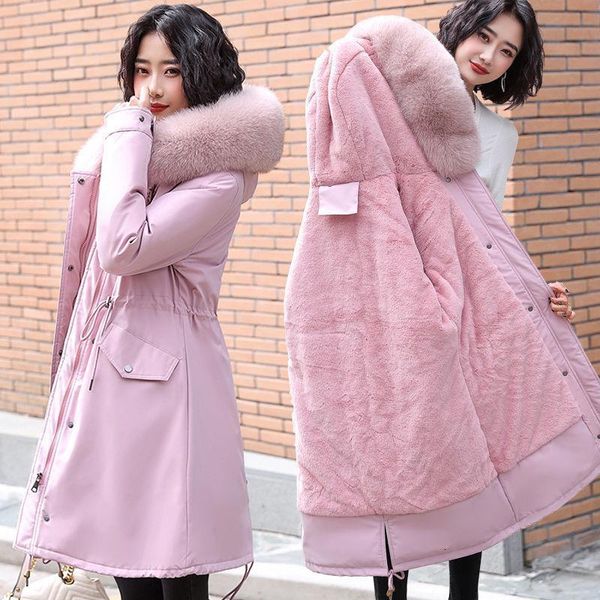 

promotion pricebig fur 2020 new fashion winter jacket women down parkas women warm fur lining winter coat female warm outerwear, Black;brown