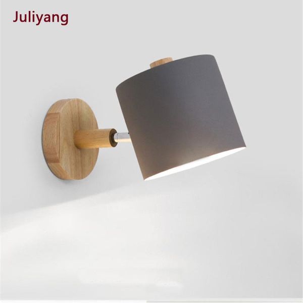 

wall lamp nordic simple solid wood creative macarons color straight living room corridor bedroom bedside sconce