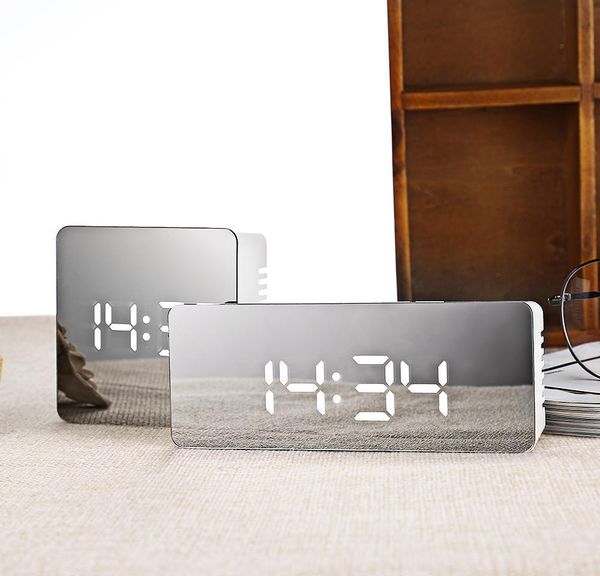

noiseless led mirror clock new multifunctional digital display time temperature night light alarm clock sqcnxg bbgargden