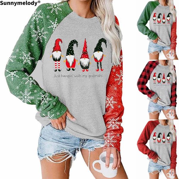 

2020 autumn winter christmas fashion house dress hoodie four santa claus patterned printed round neck long sleeve hoodie, White
