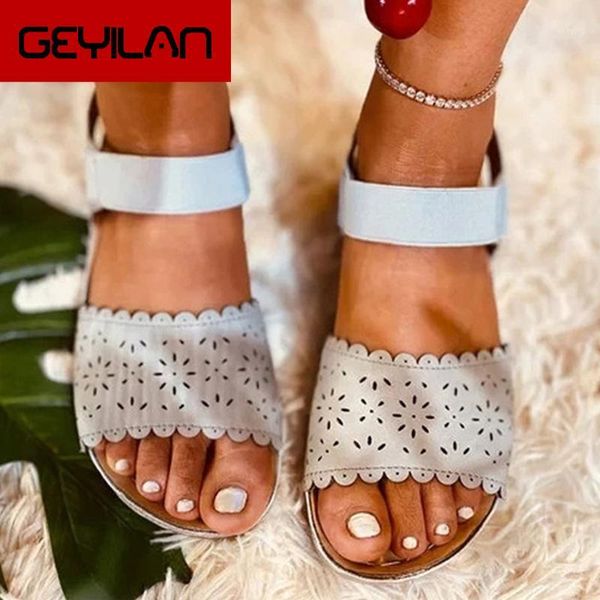 

woman sandals women elastic band wedges flat women's flower hollow out female beach shoes ladies roman footwear big size 441, Black