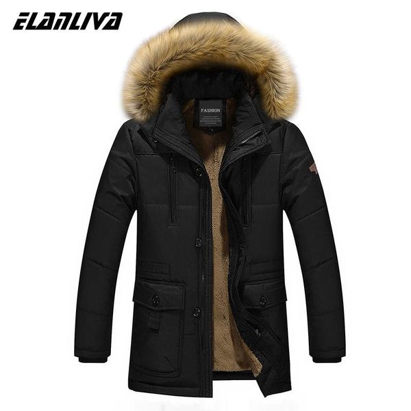 

men's down & parkas 2021 men thicken jacket warm winter windproof jackets coat casual mens parka hooded outwear cotton-padded, Black