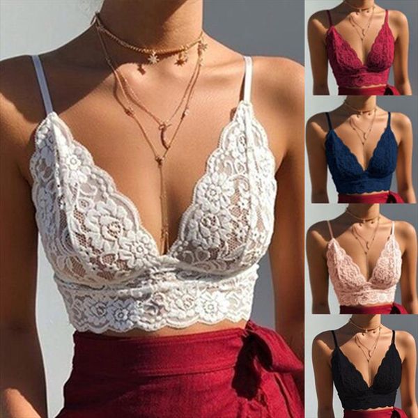 

женские танки 2020 летние вязание крючком camis цветочные кружева bralette cross top summer beach vene ve шеи грунтовые сетки, White