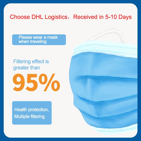 

facial 50pcs disposable nonwoven profession protective 3-ply cover dust anti bacterial safety mask