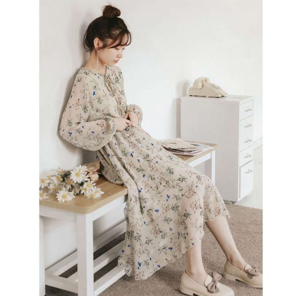 

yamamoto chiffon print drs 2020 fabulous autumn super fairy french mid length over knee skirt, Black;gray