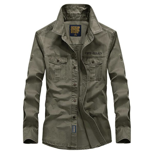 

plus size s-6xl 2020 spring autumn men's military casual 100% cotton army green shirt man khaki long sleeve shirts c1211, White;black