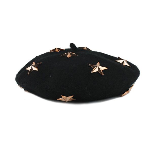 

flb] 2018 ребенок дети осень осень зима шляпы дети шерсть береты мальчики девушки звезды мода шапки детский художник крышка французская кры, Black;white